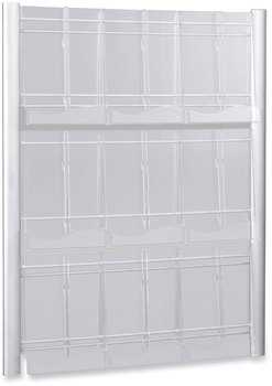 Safco® Luxe™ Magazine & Pamphlet Display Rack, 9 Compartments, 31.75w x 5d 41h, Clear/Silver, Ships in 1-3 Business Days