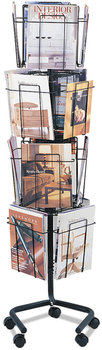 Safco® Wire Rotary Display Racks 16 Compartments, 15w x 15d 60h, Charcoal