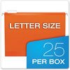A Picture of product PFX-415215ORA Pendaflex® Colored Reinforced Hanging Folders Letter Size, 1/5-Cut Tabs, Orange, 25/Box