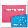 A Picture of product PFX-415215PIN Pendaflex® Colored Reinforced Hanging Folders Letter Size, 1/5-Cut Tabs, Pink, 25/Box