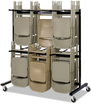 Safco® Two-Tier Chair Cart Two-Sided 12-Section Hang-Hook Format, Metal, 64.5" x 33.5" 70.25", Black