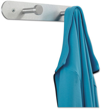 Safco® Nail Head Metal Coat Hooks Wall Rack, Two 12w x 2.75d 2h, Satin
