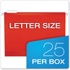 A Picture of product PFX-415215RED Pendaflex® Colored Reinforced Hanging Folders Letter Size, 1/5-Cut Tabs, Red, 25/Box