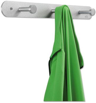 Safco® Nail Head Metal Coat Hooks Wall Rack, Three 18w x 2.75d 2h, Satin