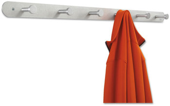 Safco® Nail Head Metal Coat Hooks Wall Rack, Six 36w x 2.75d 2h, Satin