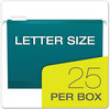 A Picture of product PFX-415215TEA Pendaflex® Colored Reinforced Hanging Folders Letter Size, 1/5-Cut Tabs, Teal, 25/Box