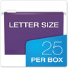 A Picture of product PFX-415215VIO Pendaflex® Colored Reinforced Hanging Folders Letter Size, 1/5-Cut Tabs, Violet, 25/Box