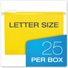 A Picture of product PFX-415215YEL Pendaflex® Colored Reinforced Hanging Folders Letter Size, 1/5-Cut Tabs, Yellow, 25/Box
