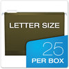 A Picture of product PFX-4152X1 Pendaflex® Extra Capacity Reinforced Hanging File Folders with Box Bottom 1" Letter Size, 1/5-Cut Tabs, Green, 25/Box