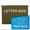 A Picture of product PFX-4152X2 Pendaflex® Extra Capacity Reinforced Hanging File Folders with Box Bottom 2" Letter Size, 1/5-Cut Tabs, Green, 25/Box