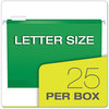 A Picture of product PFX-4152X2BGR Pendaflex® Extra Capacity Reinforced Hanging File Folders with Box Bottom 2" Letter Size, 1/5-Cut Tabs, Bright Green, 25/Box