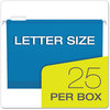A Picture of product PFX-4152X2BLU Pendaflex® Extra Capacity Reinforced Hanging File Folders with Box Bottom 2" Letter Size, 1/5-Cut Tabs, Blue, 25/Box