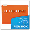 A Picture of product PFX-4152X2ORA Pendaflex® Extra Capacity Reinforced Hanging File Folders with Box Bottom 2" Letter Size, 1/5-Cut Tabs, Orange, 25/Box
