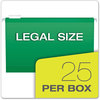 A Picture of product PFX-415315BGR Pendaflex® Colored Reinforced Hanging Folders Legal Size, 1/5-Cut Tabs, Bright Green, 25/Box