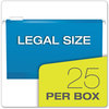 A Picture of product PFX-415315BLU Pendaflex® Colored Reinforced Hanging Folders Legal Size, 1/5-Cut Tabs, Blue, 25/Box