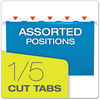 A Picture of product PFX-415315BLU Pendaflex® Colored Reinforced Hanging Folders Legal Size, 1/5-Cut Tabs, Blue, 25/Box