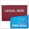 A Picture of product PFX-415315BUR Pendaflex® Colored Reinforced Hanging Folders Legal Size, 1/5-Cut Tabs, Burgundy, 25/Box