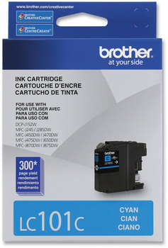 Brother LC101BK, LC101C, LC101M, LC101Y, LC1013PKS Ink Innobella 300 Page-Yield, Cyan