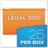A Picture of product PFX-415315ORA Pendaflex® Colored Reinforced Hanging Folders Legal Size, 1/5-Cut Tabs, Orange, 25/Box