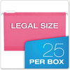 A Picture of product PFX-415315PIN Pendaflex® Colored Reinforced Hanging Folders Legal Size, 1/5-Cut Tabs, Pink, 25/Box
