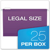 A Picture of product PFX-415315VIO Pendaflex® Colored Reinforced Hanging Folders Legal Size, 1/5-Cut Tabs, Violet, 25/Box
