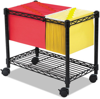 Safco® Wire Mobile File Metal, 1 Shelf, 2 Bins, 14" x 24" 20.5", Black