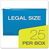 A Picture of product PFX-4153X2ASST Pendaflex® Extra Capacity Reinforced Hanging File Folders with Box Bottom 2" Legal Size, 1/5-Cut Tabs, Assorted Colors,25/BX