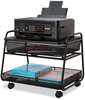 A Picture of product SAF-5208BL Safco® Onyx Under Desk Machine Stand Metal, 1 Shelf, Drawer, Bin, 100 lb Capacity, 21" x 16" 17.5", Black