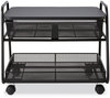 A Picture of product SAF-5208BL Safco® Onyx Under Desk Machine Stand Metal, 1 Shelf, Drawer, Bin, 100 lb Capacity, 21" x 16" 17.5", Black