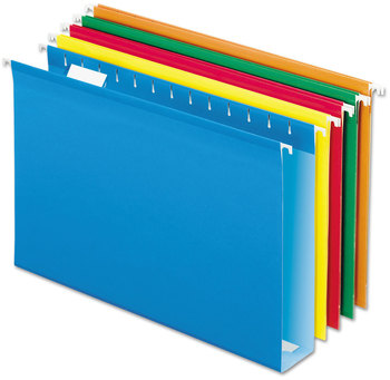 Pendaflex® Extra Capacity Reinforced Hanging File Folders with Box Bottom 2" Legal Size, 1/5-Cut Tabs, Assorted Colors,25/BX