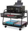 A Picture of product SAF-5208BL Safco® Onyx Under Desk Machine Stand Metal, 1 Shelf, Drawer, Bin, 100 lb Capacity, 21" x 16" 17.5", Black