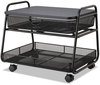 A Picture of product SAF-5208BL Safco® Onyx Under Desk Machine Stand Metal, 1 Shelf, Drawer, Bin, 100 lb Capacity, 21" x 16" 17.5", Black