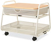 A Picture of product SAF-5208WH Safco® Onyx Under Desk Machine Stand Metal, 1 Shelf, Drawer, Bin, 100 lb Capacity, 21" x 16" 17.5", White