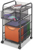 A Picture of product SAF-5213BL Safco® Onyx™ Mesh Mobile File with Two Supply Drawers Metal, 1 Shelf, 3 15.75" x 17" 27", Black
