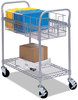 A Picture of product SAF-5235GR Safco® Wire Mail Cart Dual-Purpose and Filing Metal, 1 Shelf, Bin, 26.75" x 18.75" 38.5", Metallic Gray