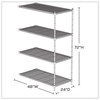 A Picture of product SAF-5295GR Safco® Industrial Add-On Unit Four-Shelf, 48w x 24d 72h, Steel, Metallic Gray, Ships in 1-3 Business Days