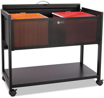 Safco® Locking Top Mobile Tub File Metal, 1 Shelf, Bin, 33.25" x 17" 27", Black