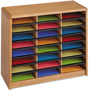 Safco® Value Sorter® Literature Organizers Steel/Fiberboard 24 Compartments, 32.25 x 13.5 25.75, Oak