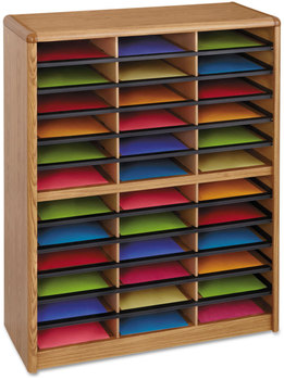 Safco® Value Sorter® Literature Organizers Steel/Fiberboard 36 Compartments, 32.25 x 13.5 38, Oak