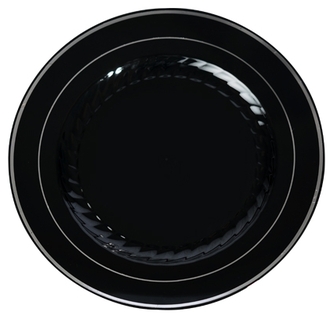 10.25" PLATE, BLACK - SILVER, 12/BAG 10/CS-120 PCS