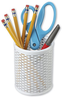 Artistic® Urban Collection Punched Metal Pencil Cup 3.5" Diameter x 4.5"h, White