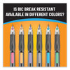 A Picture of product BIC-MV7PRP2BLK BIC® Break-Resistant Mechanical Pencils with Erasers 0.7 mm, HB (#2), Black Lead, Assorted Barrel Colors, 2/Pack
