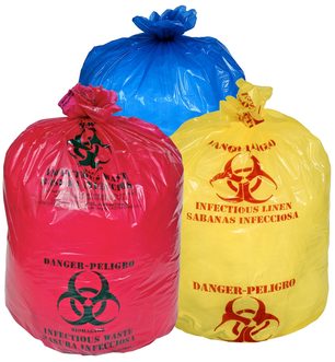 Hospital Isolation Bags/Can Liners. 1.20 mil. 10 gal. 24 X 24 in. Red. 250/case. Replaces 860-135.