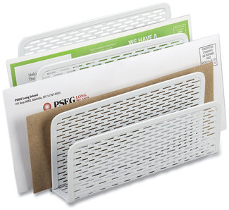 Artistic® Urban Collection Punched Metal Letter Sorter 3 Sections, DL to A6 Size Files, 6.5" x 3.25" 5.5", White