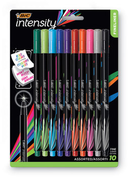 BIC® Intensity® Marker Pen Porous Point Stick, Extra-Fine 0.4 mm, Assorted Ink and Barrel Colors, 10/Pack