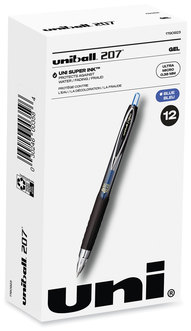 uniball® 207™ Gel Ultra Micro Pen Signo Retractable, Extra-Fine 0.38 mm, Blue Ink, Clear/Black Barrel
