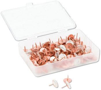 U Brands Fashion Metal Thumbtacks Marble/Rose Gold, 0.38", 100/Pack