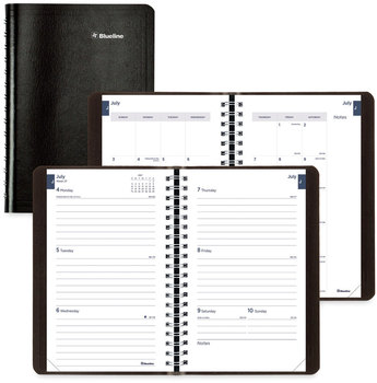 Blueline® Academic Weekly/Monthly Planner 8 x 5, Black Cover, 13-Month: July 2025 to Aug 2026