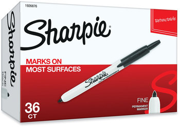 Sharpie® Retractable Permanent Marker Value Pack, Fine Bullet Tip, Black, 36/Pack