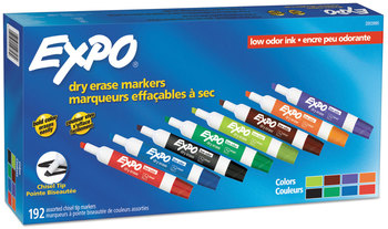EXPO® Low-Odor Dry Erase Marker Office Pack Value Broad Chisel Tip, Assorted Colors, 192/Pack